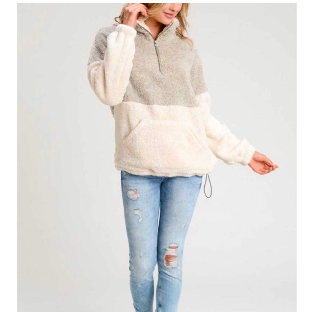 ❌SOLD❌✨Taupe Ivory Fur Soft Pullover✨ - Picture 2 of 6